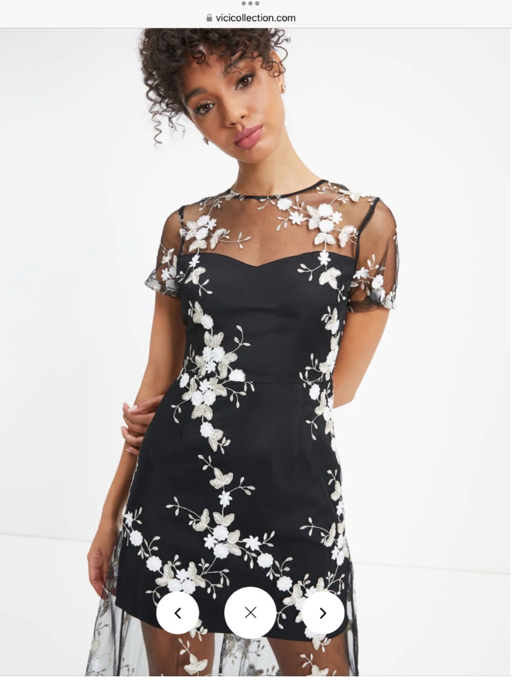 VICI Endless Rose Black Floral Embroidered Mesh Dress (New, never worn) Size L